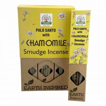 Palo Santo w/Chamomile Smudge Incense Sticks, Namaste India - 30 Gram (12 Boxes of Approx 8 Sticks)